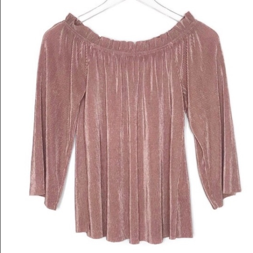 J.O.A. Blush Pink Off The Shoulder Top Size Small - Picture 2 of 6